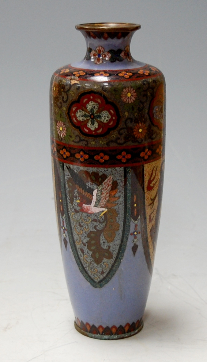 A Japanese Meiji period cloisonné enamel vase (enamel loss to shoulder)