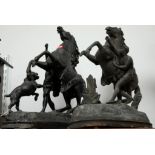 A pair of spelter figures of Marley horses and horsemen (a/f)