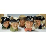 Five Royal Doulton character mugs; Monty D6202, Davy Crockett/Antonio Lopez De Santa Anna D6729,