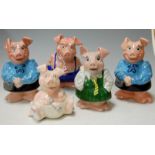 Five various Wade Natwest moneybox pigs