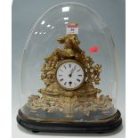 A late 19th century French gilt metal mantel clock having 8-day brass cylinder movement and all