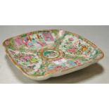 A Chinese Canton enamel decorated square dish