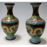 A pair of Japanese cloisonné enamel pedestal vases