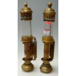 A pair of GWR brass and glass carriage lamps