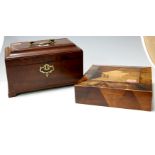 A George III mahogany three section tea caddy;