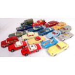 18 assorted loose and playworn Corgi Toys, to include Austin Mini van, Lotus Mark II Le Mans,