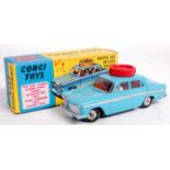 Corgi Toys, 236, Corgi Motor School Car, light blue body with silver flash, spun hubs, 2 figures,