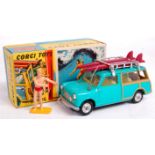 Corgi Toys, 485, Mini Countryman with surfer, sea green body with lemon interior,