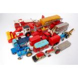 Tray of assorted playworn Corgi Toys, mixed subjects to include Chipperfields Circus Crane Truck,