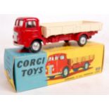 Corgi Toys, 452, Commer dropside lorry, red cab and chassis with cream back, shaped spun hubs,