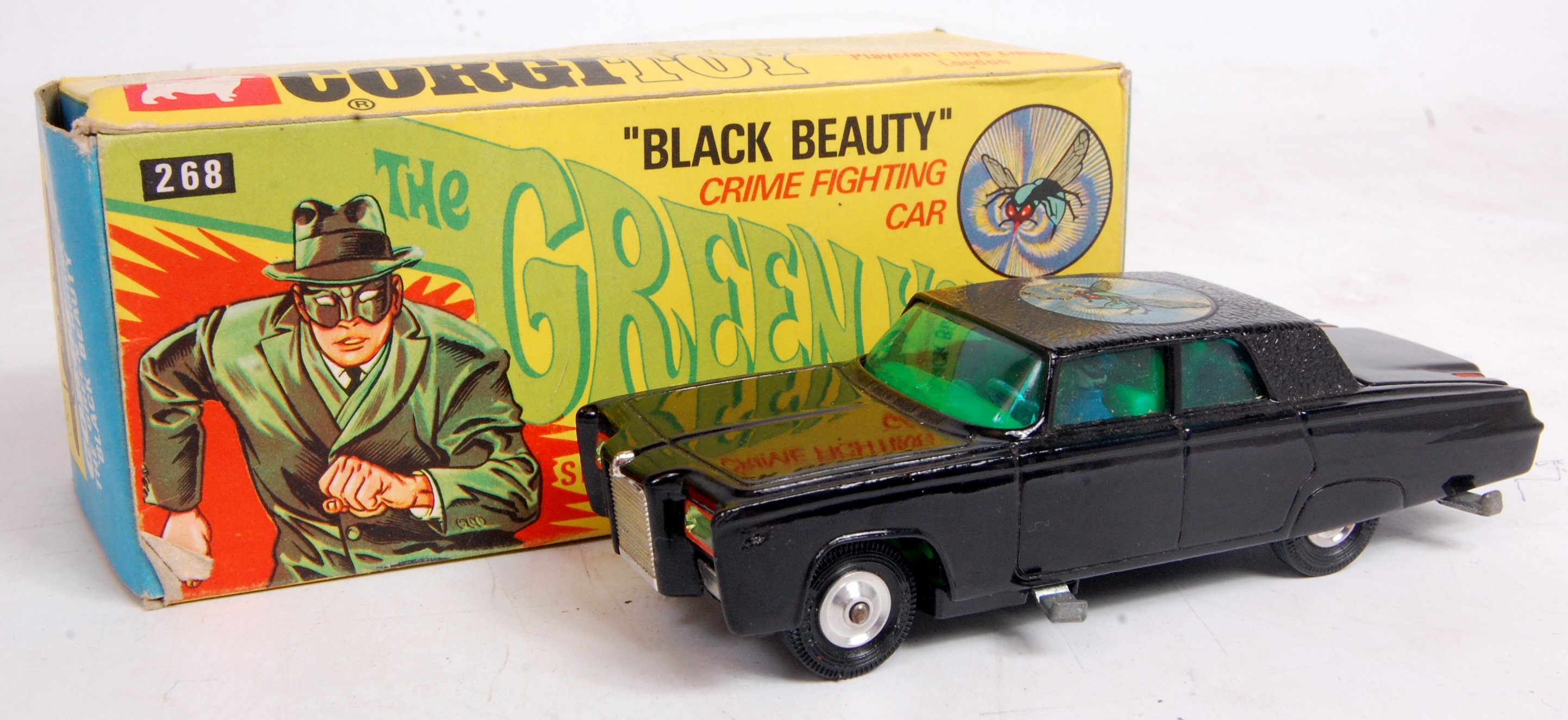 Corgi Toys, 268, The Green Hornets Black Beauty, black body with green interior, 2 figures,