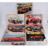 Classic Car, Formula 1 and Racing Car plastic kit group, mixed scales,