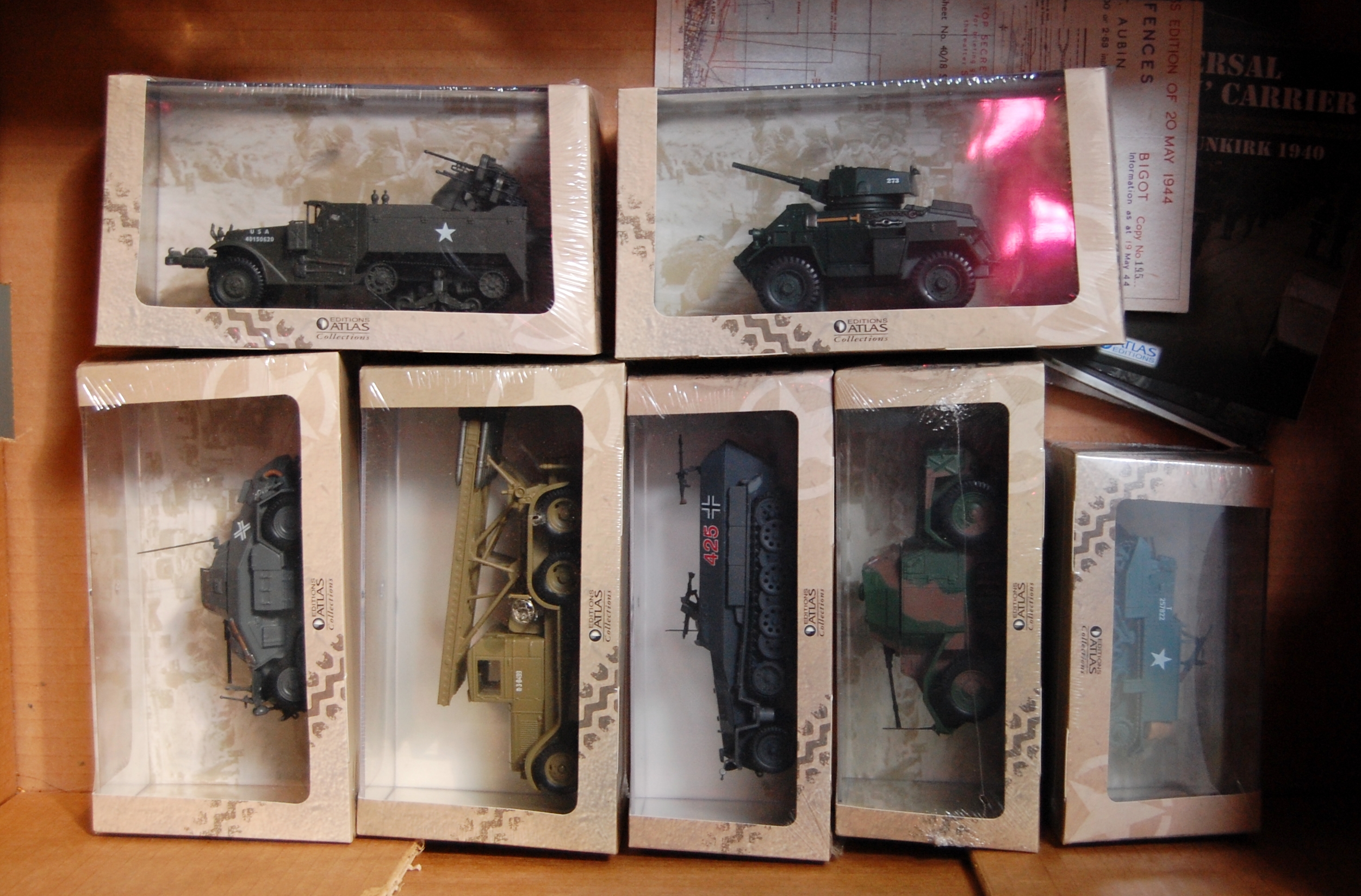 7 Boxed and Sealed Atlas Editions World War 2 Military Vehicles,