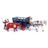 John Hill & Co, rare four wheeled cattle float, drover seated figure,