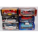 12 Boxed 1/18th scale diecast vehicles by Burago, Revell, American Muscle and Minichamps,