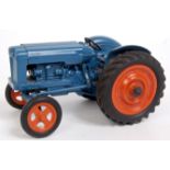 Chad Valley, Diecast Fordson Major tractor, large scale, blue body, orange wheels with rubber tyres,
