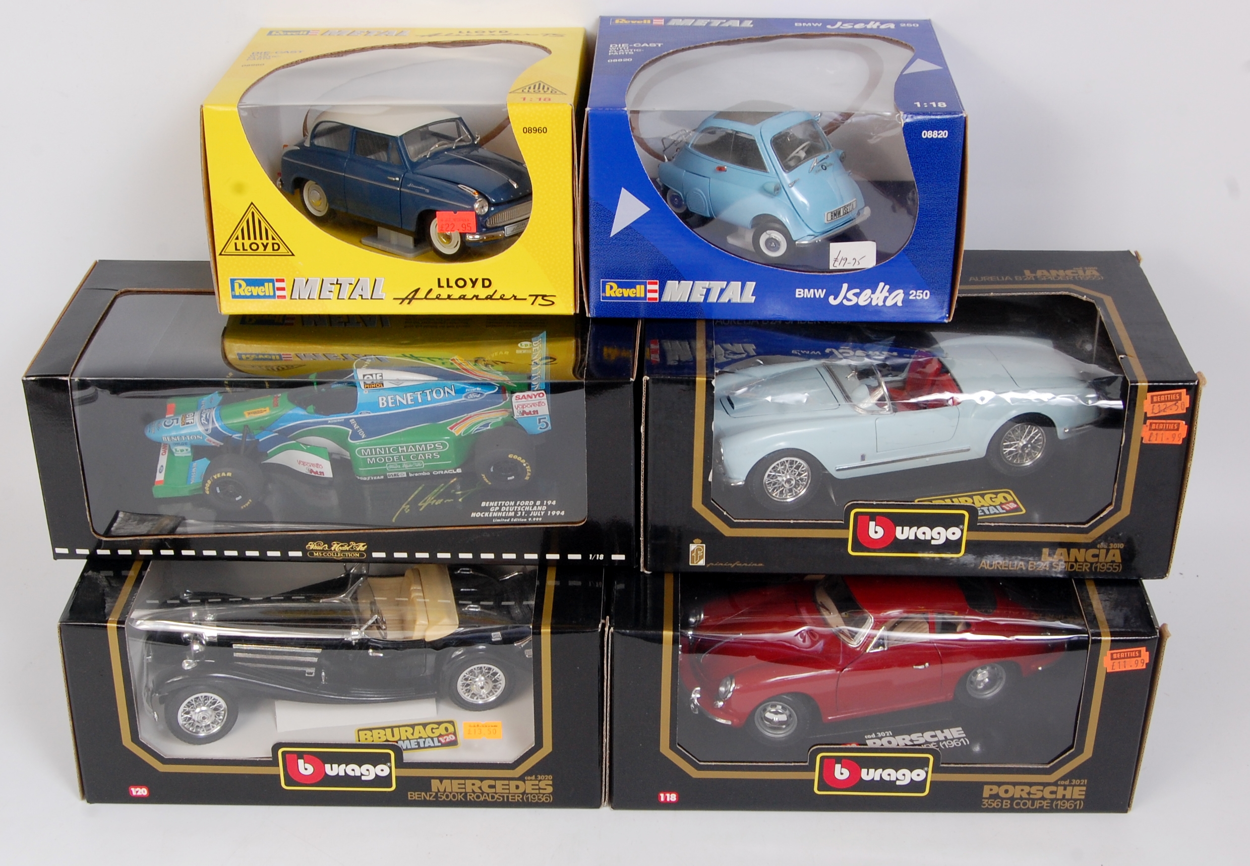 12 Boxed 1/18th scale diecast vehicles by Burago, Revell, American Muscle and Minichamps, - Image 2 of 2