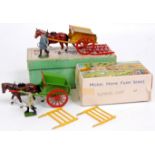 Britains, 4F tumbrel cart in mustard with red raves and wheels, pinned pre-war horse version,