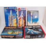 10 assorted Space Rocket, Launch Tower, Space Ship and Missile plastic kit group,
