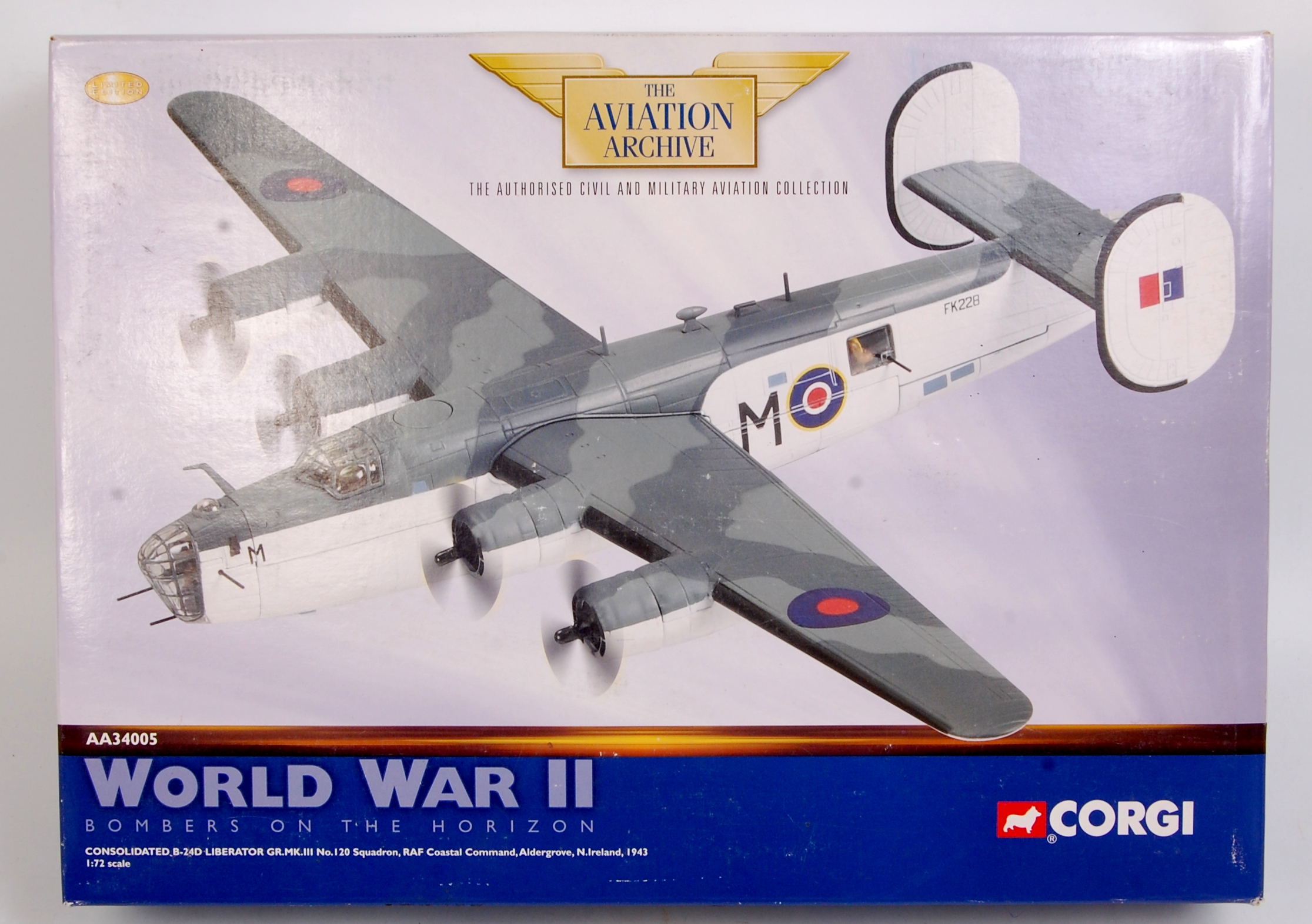 Corgi Aviation Archive 1/72nd scale AA34005 Consolidated B-24D Liberator MKIII, RAF Coastal Command,