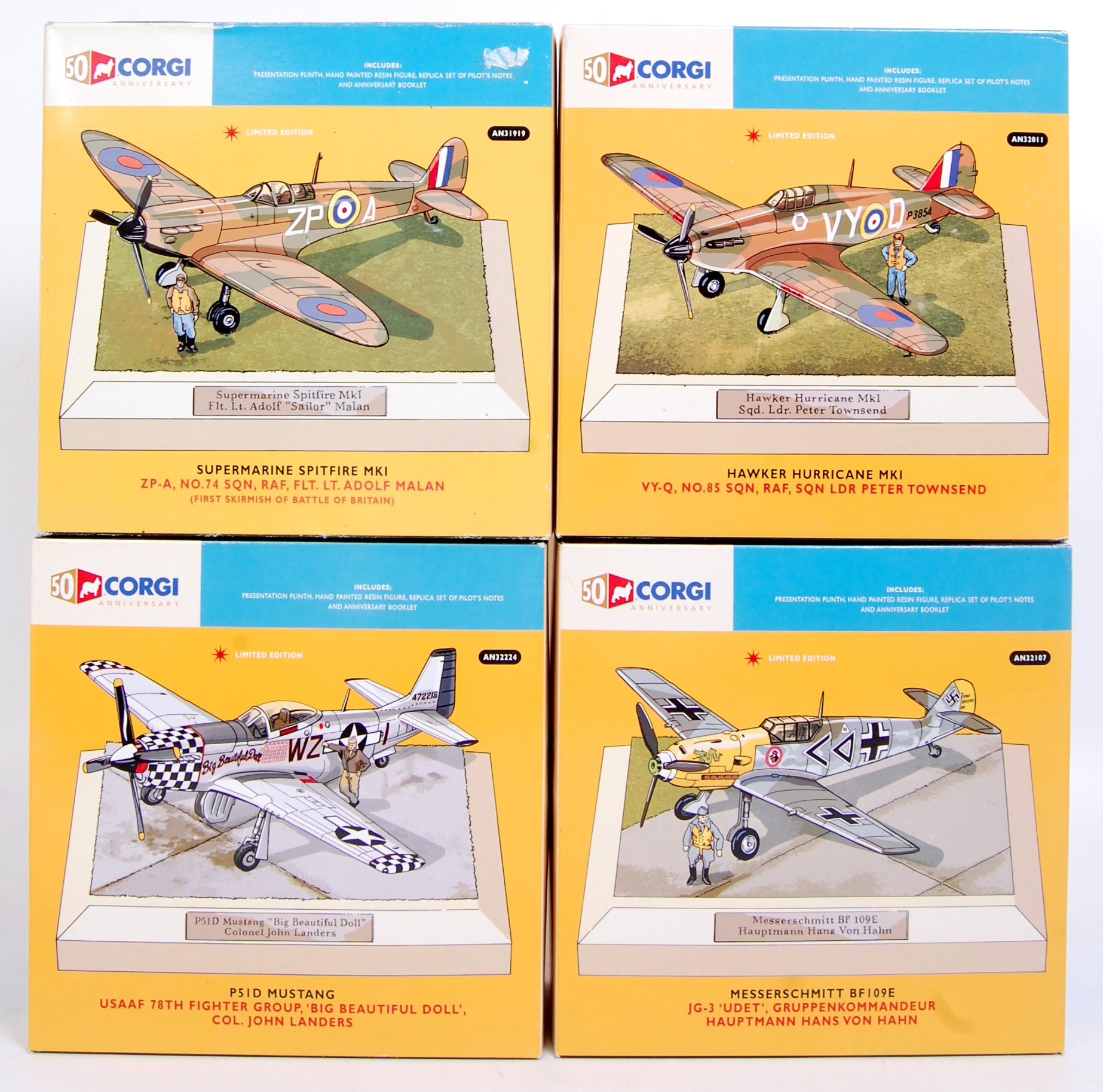 Corgi Aviation Archive 50th Anniversary Boxed Aircraft Group, 4 Boxed Models, All Appears as issued,