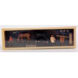Britains, scratch-made farm diorama of 11 lead items to include; 2 horses,