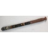 A Victorian turned wooden and polychrome painted truncheon,