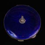 A 1960's ladies silver and blue guilloche enamel powder compact bearing a crest for the Royal