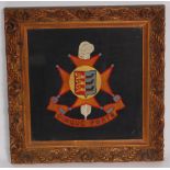 A framed Cinque Ports needlework embroidered crest, 37.5 x 37.5cm.
