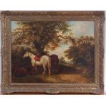 Thomas Smythe (1825-1906) - Horses by a Gypsy encampment, oil on canvas, signed lower left,