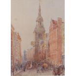 Hubert Williams (1905-1989) - St Mary le Bow church, Cheapside, watercolour,