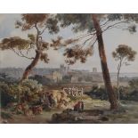 19th century French school - View of Montpelier, watercolour, 22.