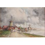 Louis van Staaten (Dutch 1859-1924) - On the Scheldt, watercolour, signed lower right,
