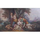 After Jean-Antoine Watteau - Pair of late 19th century French extensive classical landscapes,