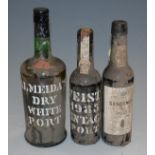 Almeida's dry white port, one bottle; Feist vintage port, 1985,
