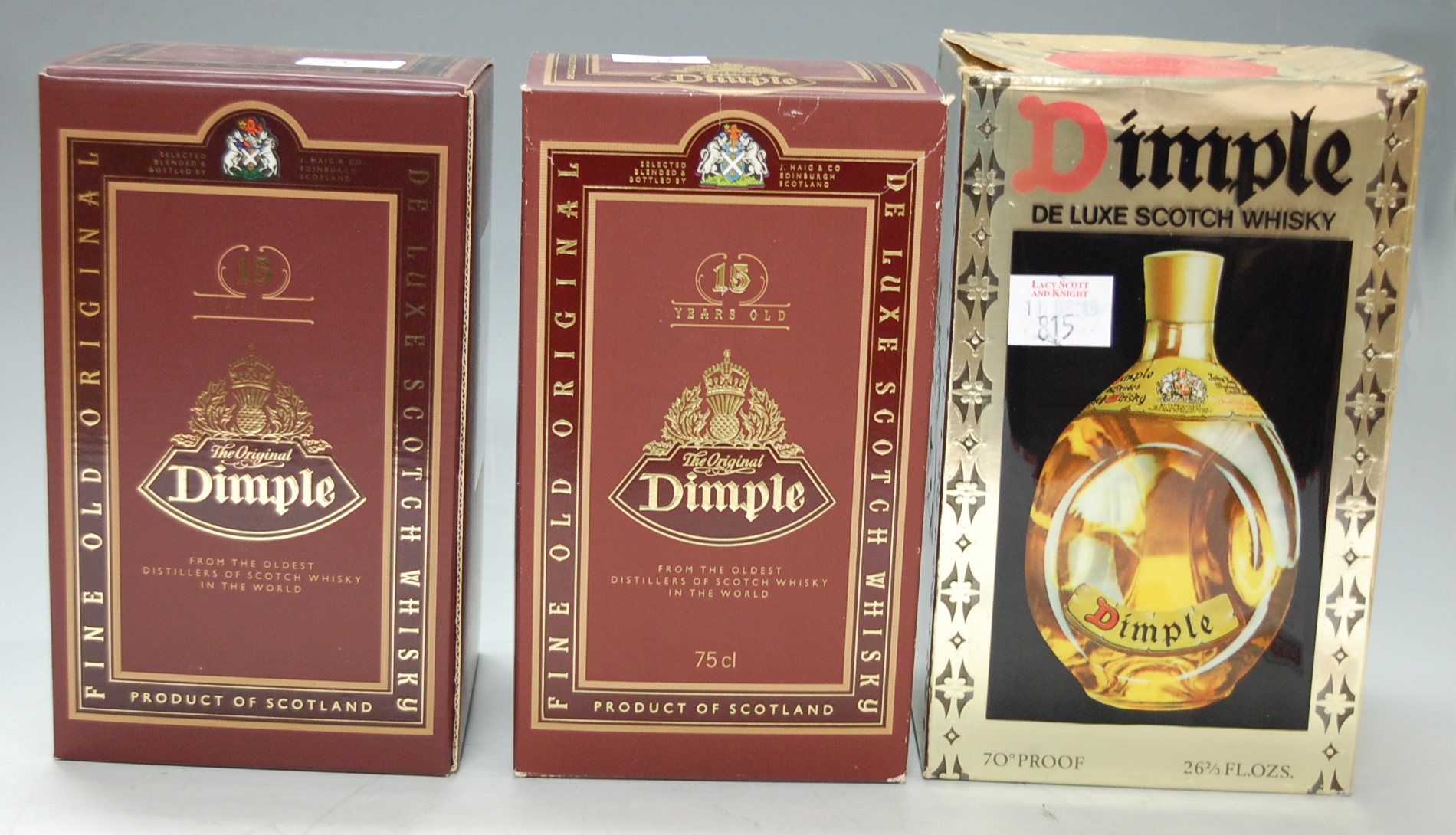 Dimple 15 year old scotch whisky, 75cl, 43%, boxed; one other; and a Dimple Deluxe scotch whisky,