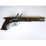 A Regency flintlock duelling or holster pistol by Patrick of Liverpool, having 9" octagonal-