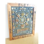 A late 19th Century Eley cartridge board, centred by a registered trade mark printed roundel and