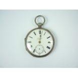 A Victorian silver pocket watch by H Samuel, Market Street, Manchester, having a lever movement