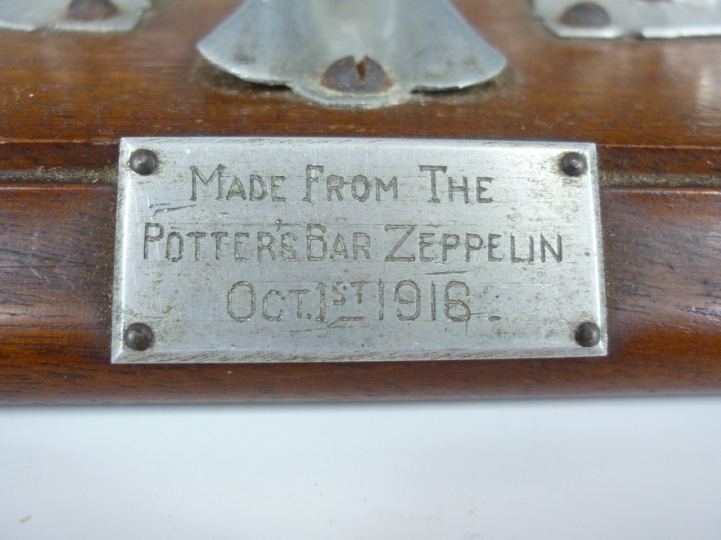 A First World War Zeppelin wreckage ink standish, comprising four aluminium structural elements - Image 2 of 2