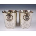 A pair of electroplate beakers bearing the arms of the city of Glasgow, Parkin Silversmiths,