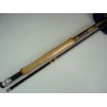 A Hardy Fibralite Perfection 10 1/2' two-piece fly fishing rod