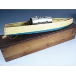 A Bowman Models live steam speedboat Snipe, in pine case, hull 58 cm