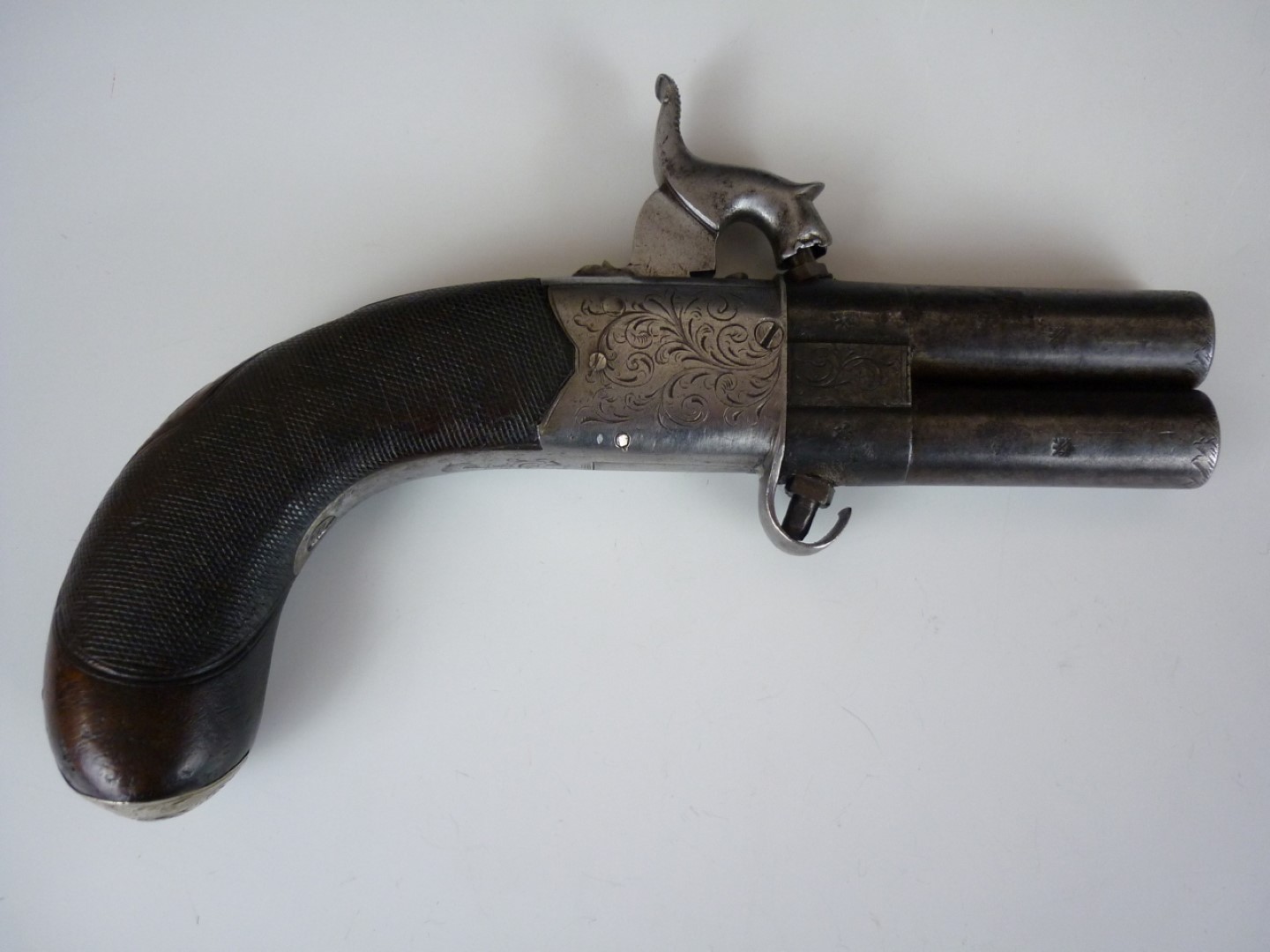 A late Georgian pocket percussion double-barrelled turn-over pistol by Joseph Westwood, having 2 1/ - Image 2 of 4