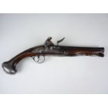 A mid 18th Century flintlock overcoat or holster pistol by Thomas Richards, having a stepped swamped