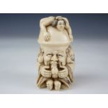 A Japanese carved ivory erotic netsuke