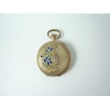 A Victorian lady's yellow metal fob watch, having crown-wound and pin-set movement, and enamel