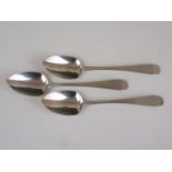 Three William Bateman silver Old English pattern tea spoons, London, 1823