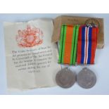 A Defence and 1939-34 War Medal to F / O Watson, RAF, in issue carton