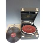 A 1920s Columbia model 109A portable gramophone and discs